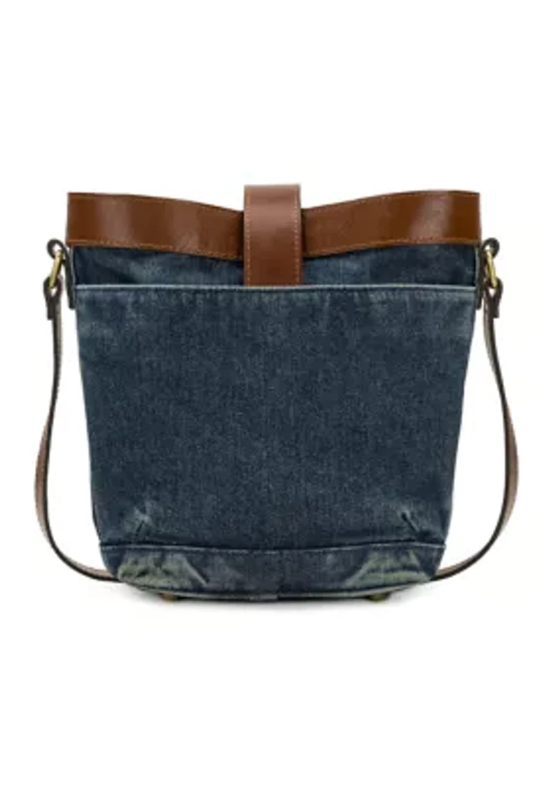 Washed Woven Denim Margaux Crossbody Bag