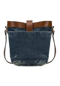 Washed Woven Denim Margaux Crossbody Bag
