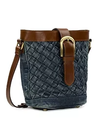 Washed Woven Denim Margaux Crossbody Bag