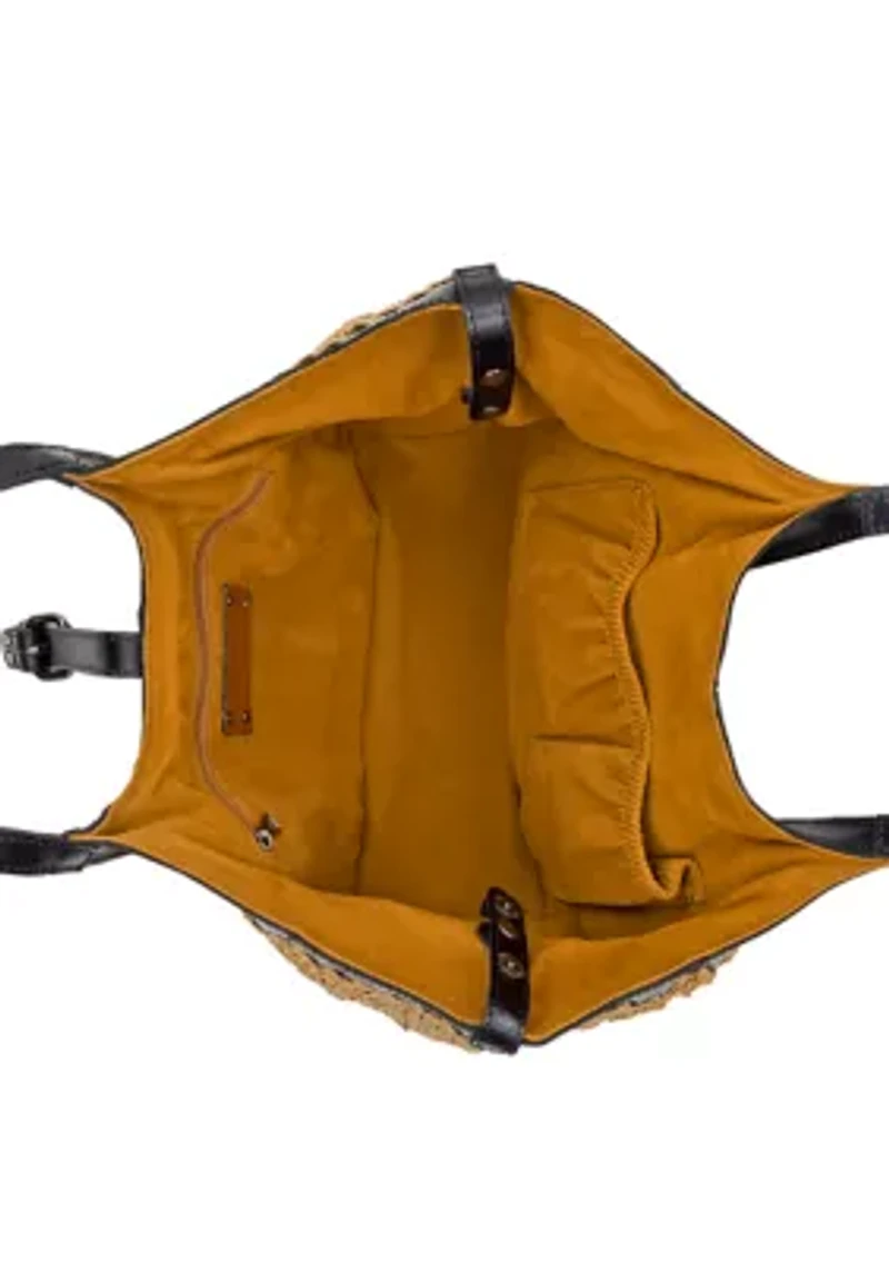 Christiana Small Woven Satchel with Leather Buckle