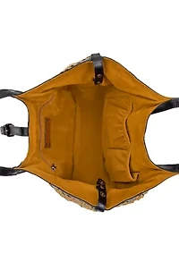 Christiana Small Woven Satchel with Leather Buckle