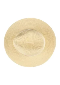 Straw Panama Hat with Embroidery Band