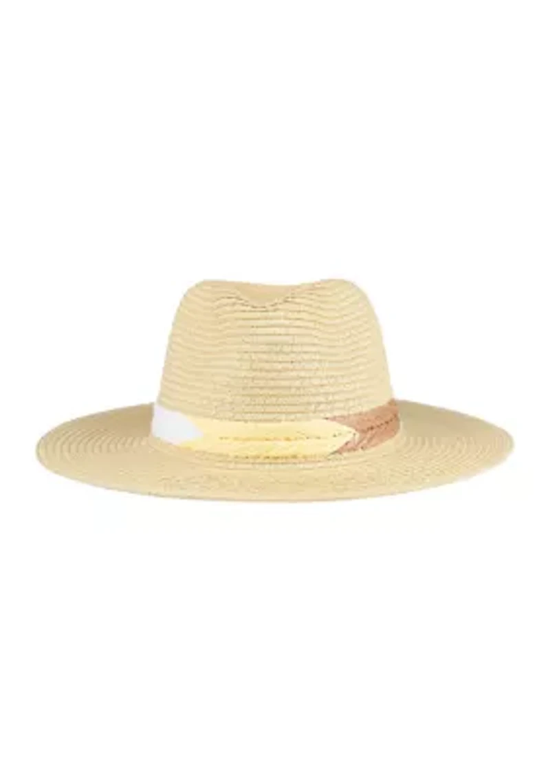 Straw Panama Hat with Embroidery Band