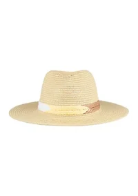 Straw Panama Hat with Embroidery Band