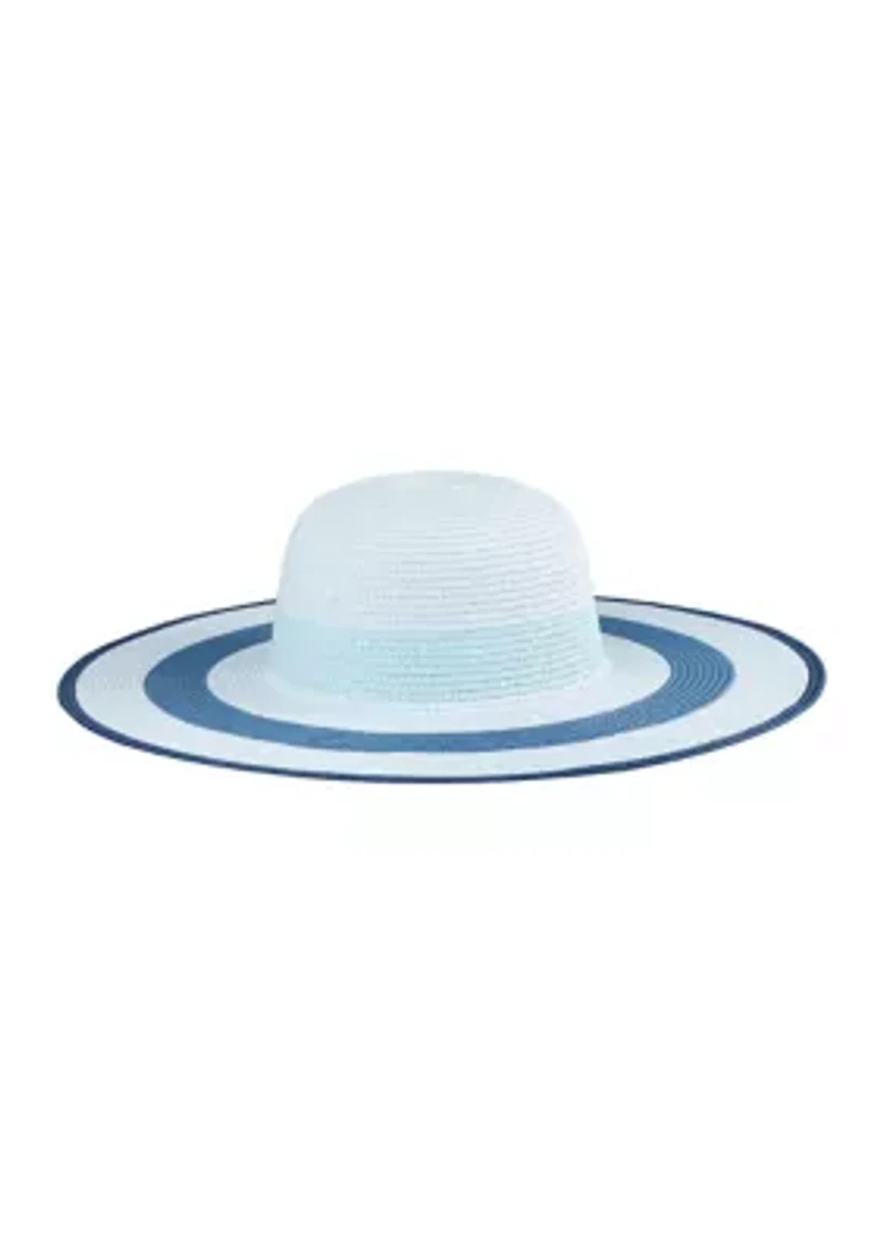 Women's Striped Straw Wide Brim Floppy Hat
