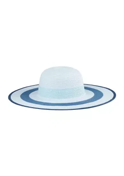 Women's Striped Straw Wide Brim Floppy Hat