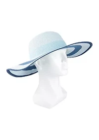 Women's Striped Straw Wide Brim Floppy Hat