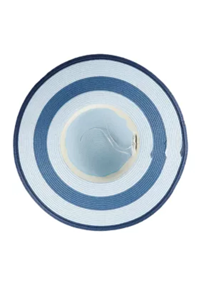 Women's Striped Straw Wide Brim Floppy Hat