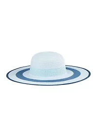 Women's Striped Straw Wide Brim Floppy Hat