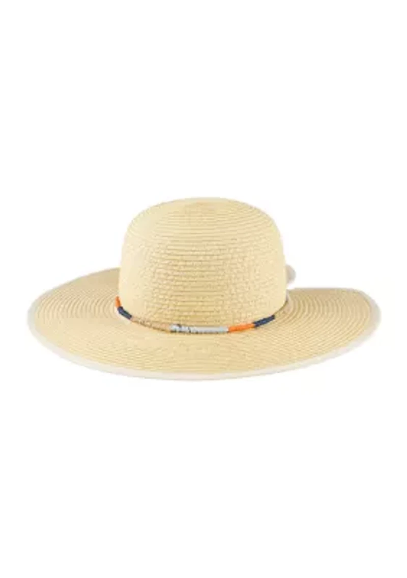 Domed Top Straw Hat with Multi Colored Rope Band