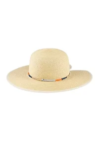 Domed Top Straw Hat with Multi Colored Rope Band