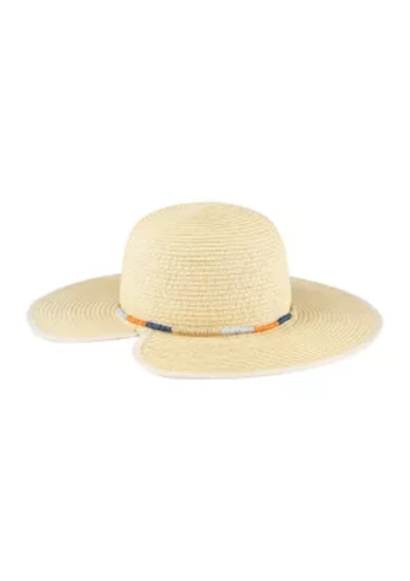 Domed Top Straw Hat with Multi Colored Rope Band