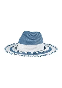 Fashion Straw Wide Brim Fringe Tassel Hat