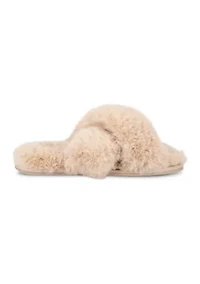 Women's High Plush Cross Slide Slippers