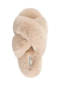 Women's High Plush Cross Slide Slippers