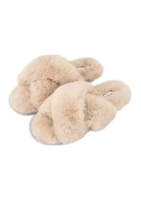 Women's High Plush Cross Slide Slippers