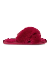 Women's Plush Cross Slide Slippers
