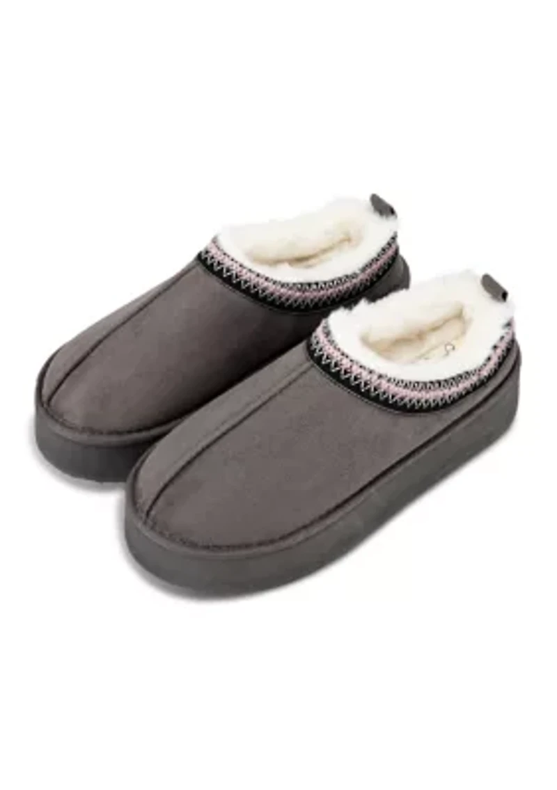 Women's Microsuede Platform Clog Slippers