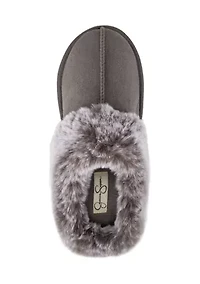 Women's Microsuede Tipped Faux-Fur Clog Slippers