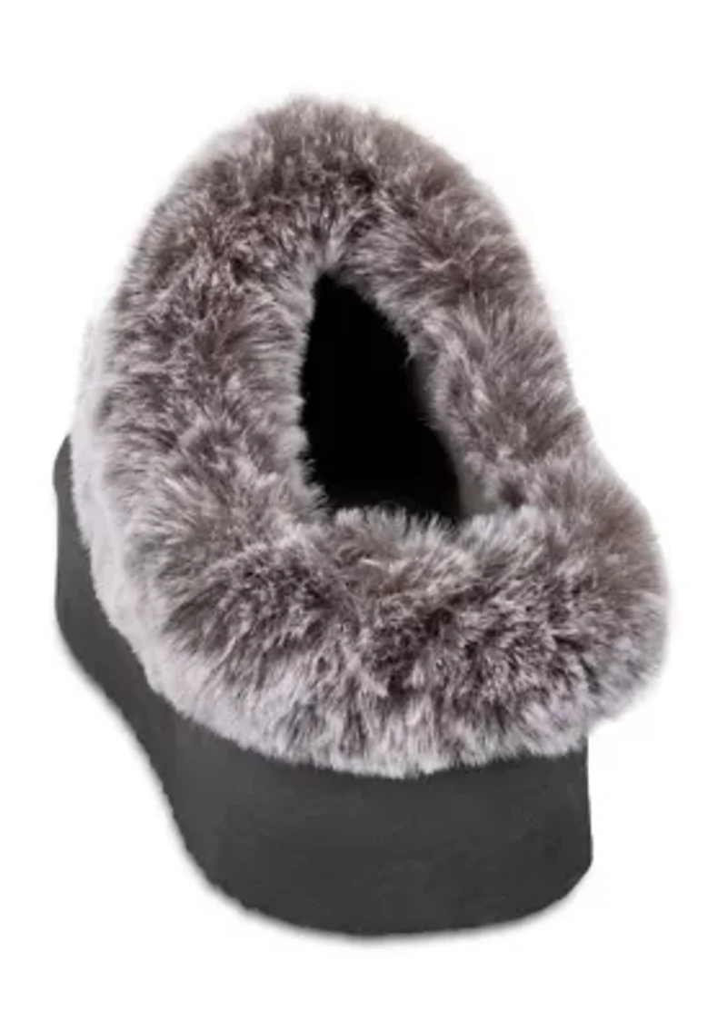 Women's Microsuede Tipped Faux-Fur Clog Slippers