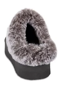 Women's Microsuede Tipped Faux-Fur Clog Slippers