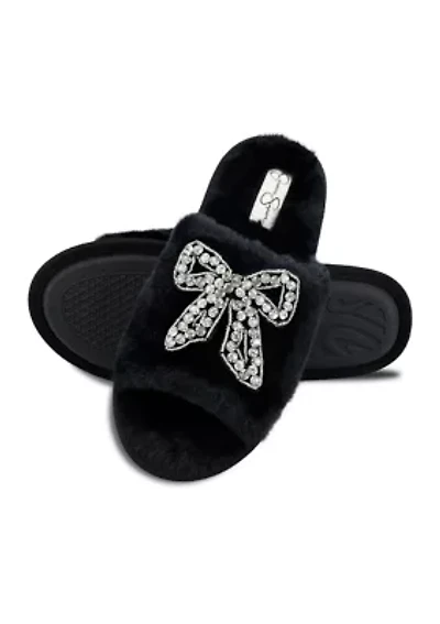 Bead Bow One Band Slide Slippers