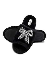 Bead Bow One Band Slide Slippers