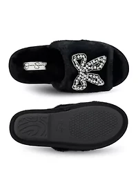 Bead Bow One Band Slide Slippers