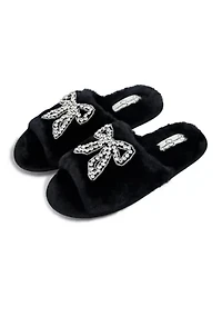 Bead Bow One Band Slide Slippers