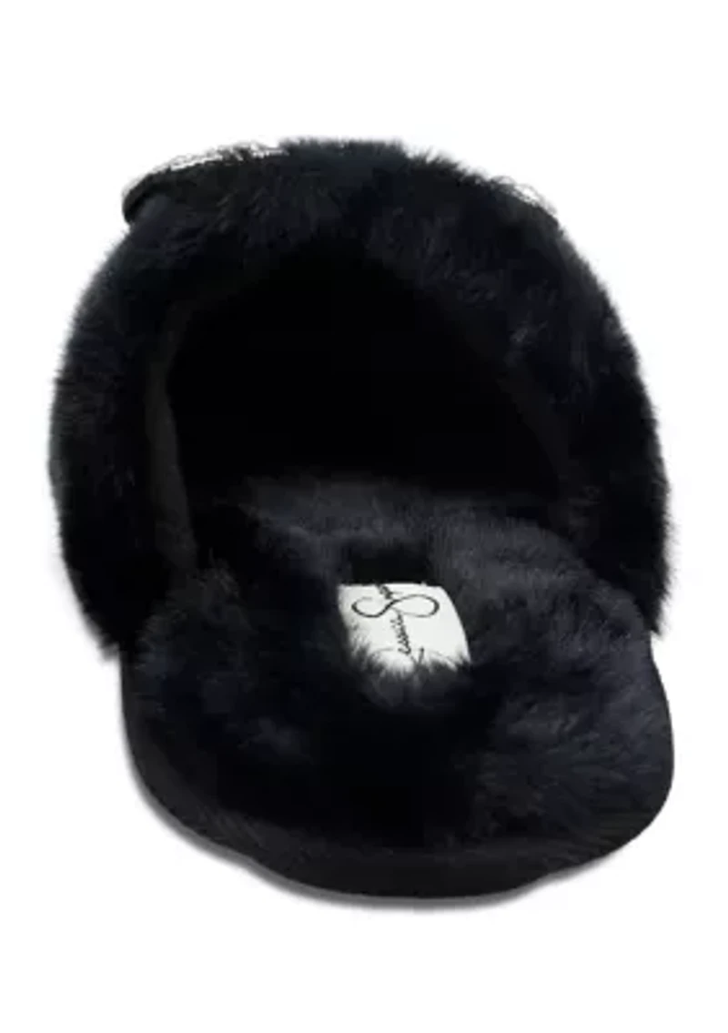 Bead Bow One Band Slide Slippers