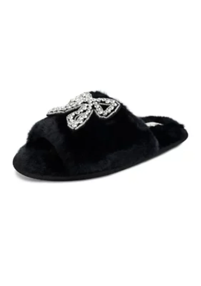 Bead Bow One Band Slide Slippers