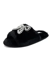 Bead Bow One Band Slide Slippers