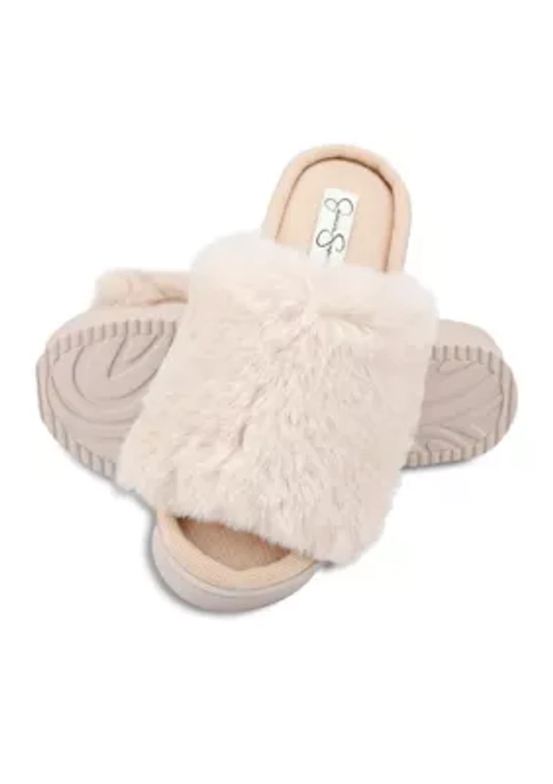 Plush One Band Platform Slippers