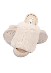 Plush One Band Platform Slippers