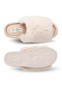 Plush One Band Platform Slippers