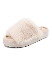 Plush One Band Platform Slippers