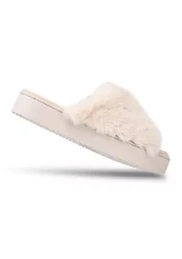 Plush One Band Platform Slippers