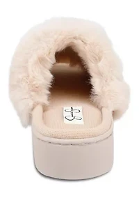 Plush One Band Platform Slippers