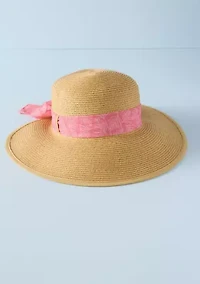 Sewing Down South x Crown & Ivy™ Legare Raffia Hat with Printed Ribbon