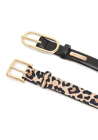 Oval and Calff Hair Printed Leopard 2 for 1 Belts