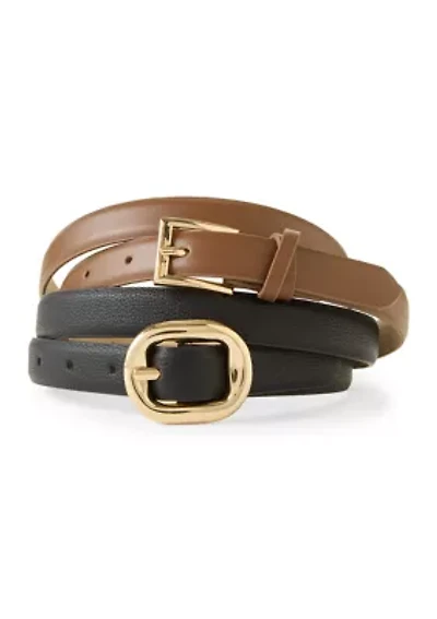 Puffy and Square Buckle 2 for 1 Belts