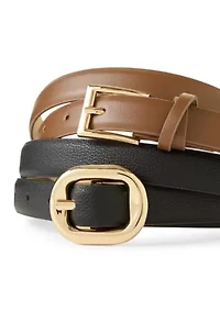 Puffy and Square Buckle 2 for 1 Belts