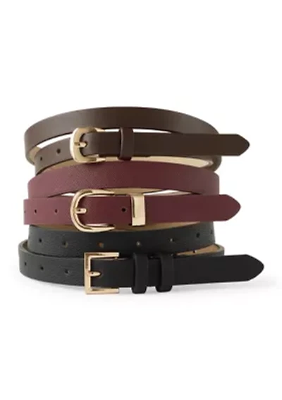 Square, Flat Buckle, Metal Keeper 3 for 1 Belts