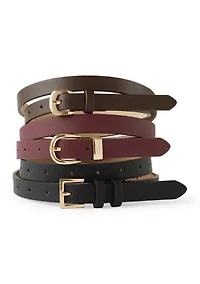 Square, Flat Buckle, Metal Keeper 3 for 1 Belts