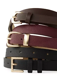 Square, Flat Buckle, Metal Keeper 3 for 1 Belts