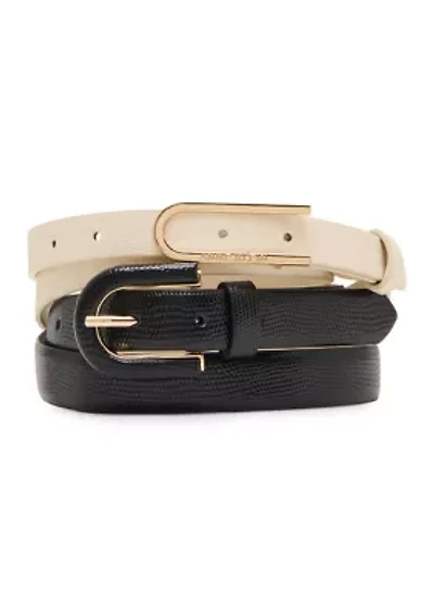 Covered Buckle Skinny Pebble 2Fer Belt