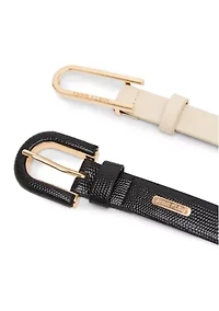 Covered Buckle Skinny Pebble 2Fer Belt