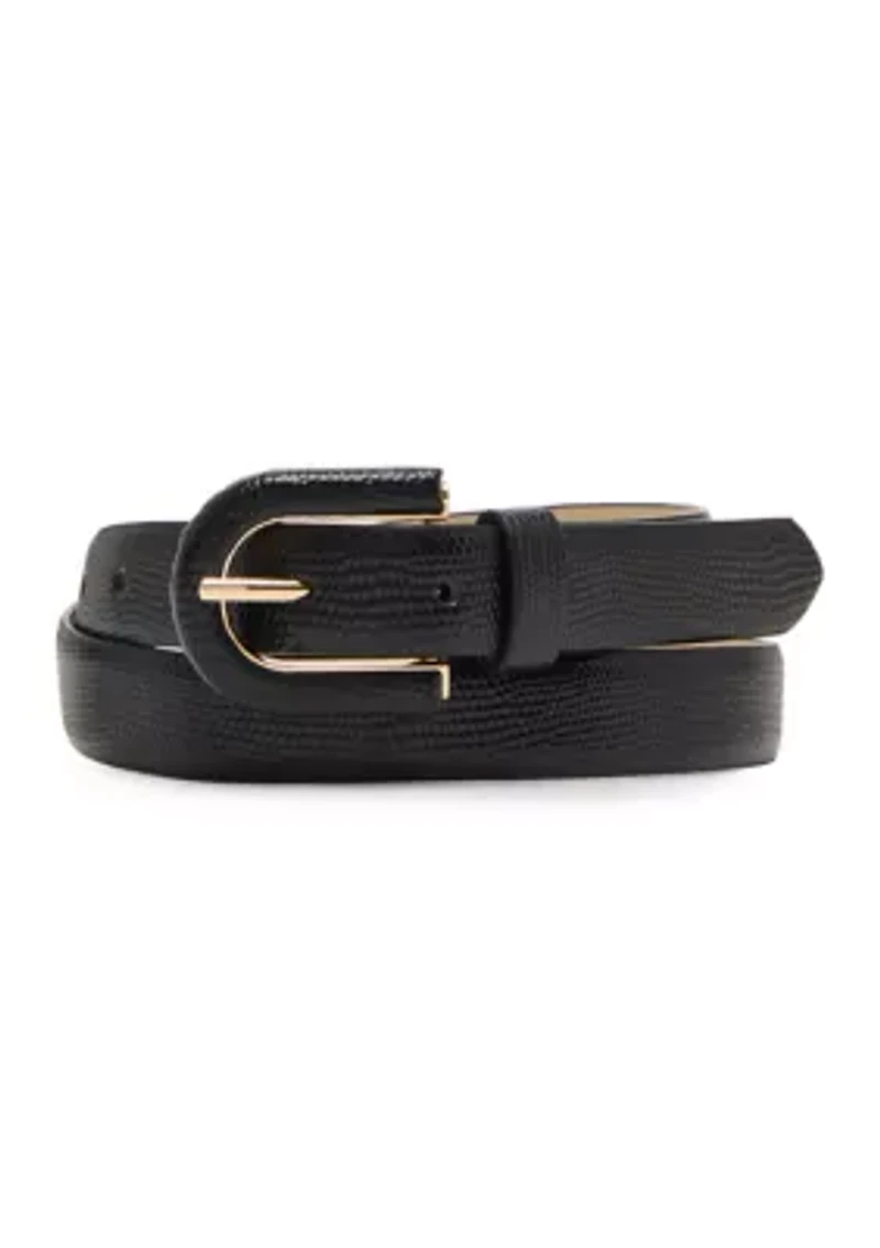 Covered Buckle Skinny Pebble 2Fer Belt