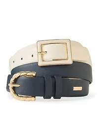 Enamel Buckle & Twisted 2 for 1 Belts