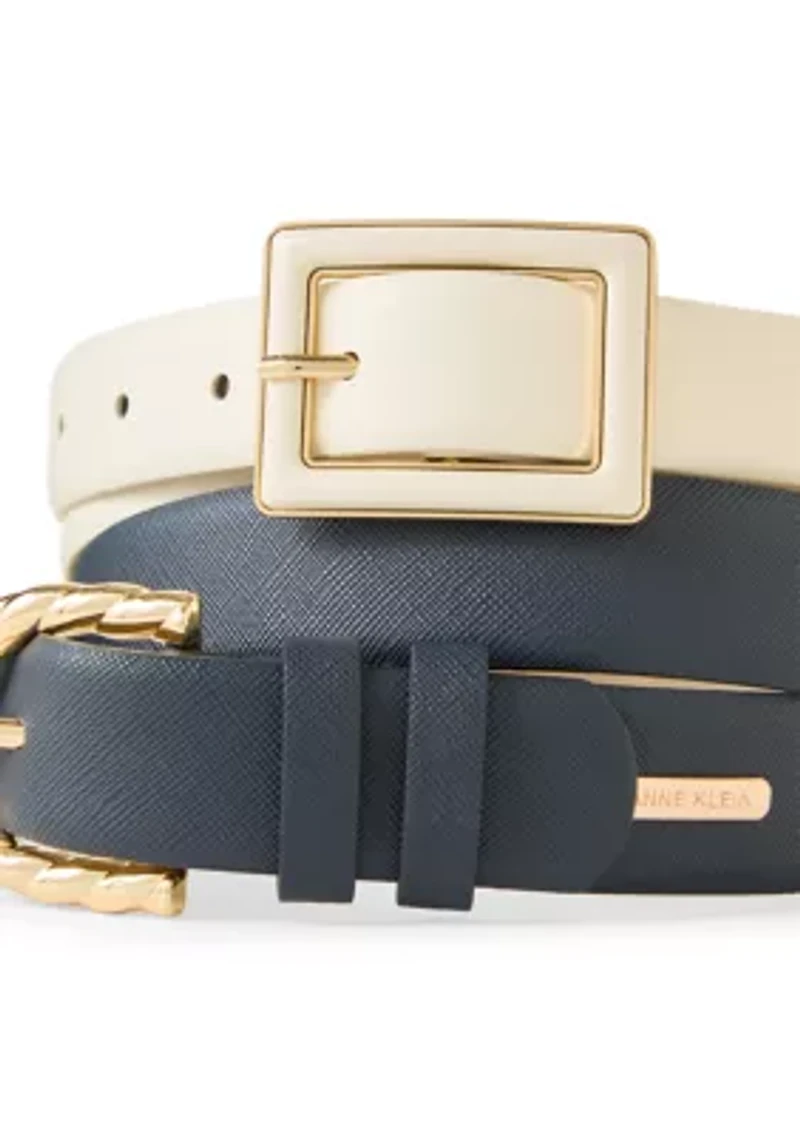 Enamel Buckle & Twisted 2 for 1 Belts